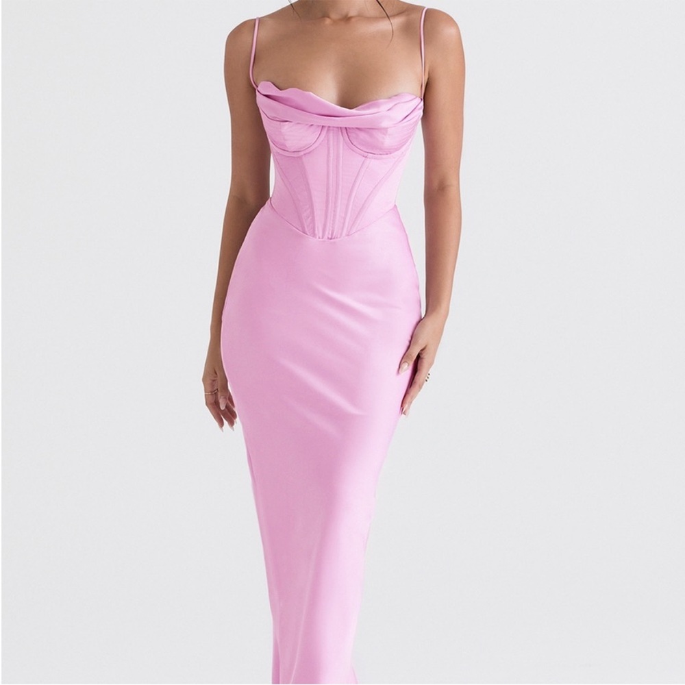 House of CB | Charmaine Pink Corset Maxi Dress | XS